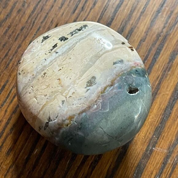 Ocean Jasper palm stone crystal natural druzy white yellow red banding banded gr - Picture 6 of 9